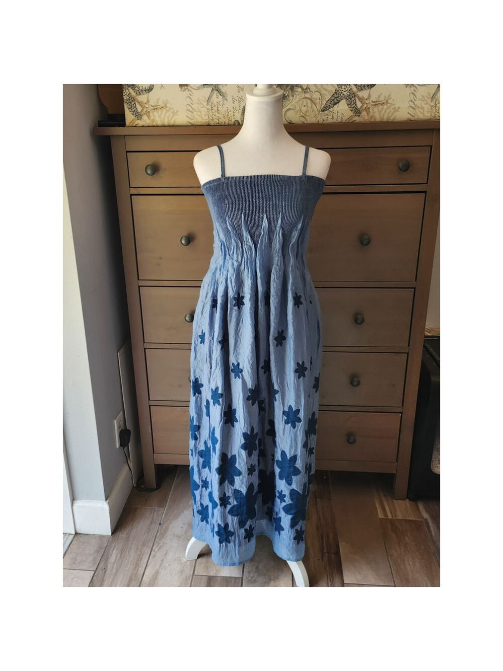 Lapis Anthropologie dress/skirt Blue with blue flowers #sundress